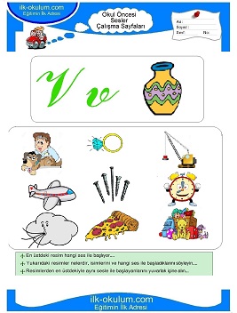 Çocuklar İçin V Sesi Çalışma Sayfaları 